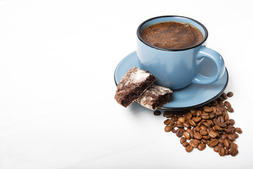 Sticker - Blue coffee cup with chocolate cookie