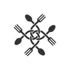 Sticker - restaurant logo. spoon and fork icon. symbol. vector eps 08.