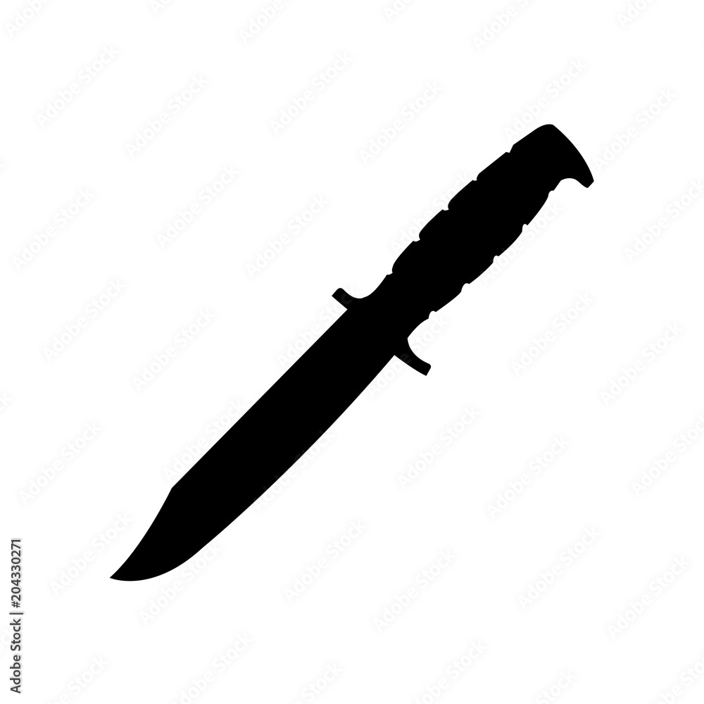 Icono plano cuchillo de combate en color negro - obrazy, fototapety, plakaty 