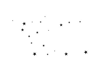 Wall Mural - Stars on a white background. Black star shooting with an elegant star.Meteoroid, comet, asteroid, stars.