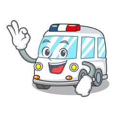 Wall Mural - Okay ambulance character cartoon style