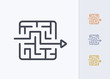 Arrow Through Maze - Pastel Stroke Icons . A professional, pixel-perfect icon.