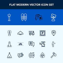Modern, Simple Vector Icon Set With Work, Sign, Parachuting, Road, Nature, Chat, Medal, Shuttle, Success, Sky, Location, Communication, Rocket, Dumper, Job, Truck, Dump, Launch, Key, Tropical Icons