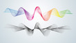 © ket-le - Abstract smooth curved line Design element Technological background with bright wavy colored line Stylization of digital equalizer audio Smooth flowing wavy stripes made by blend Vector graphic set