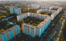 Aerial View Of A Row Of Office Or Apartment Blocks