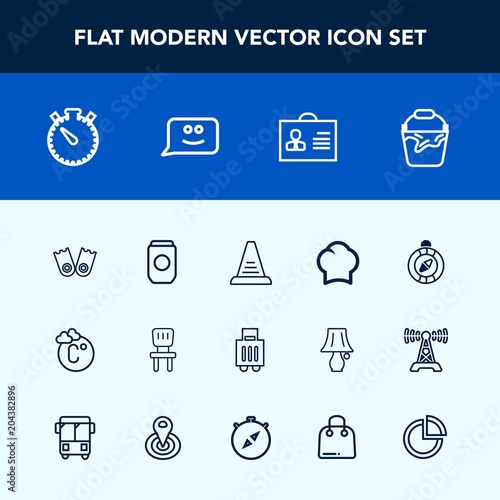 Modern Simple Vector Icon Set With Chair Chief Time