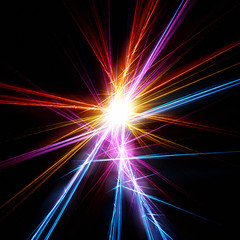 Poster - Short circuit. Bright fractal on a black background