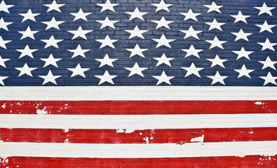 USA Flag painted on Brick Wall