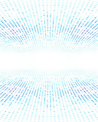 Poster - Blue dotted lines, abstract halftone and perspective background.