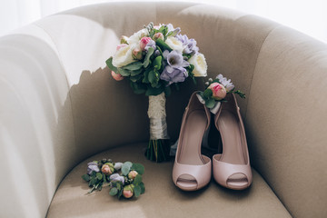 Accessories of the bride. bride shoes.