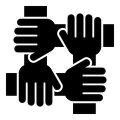 Four hand holding together team work concept icon black color illustration flat style simple image