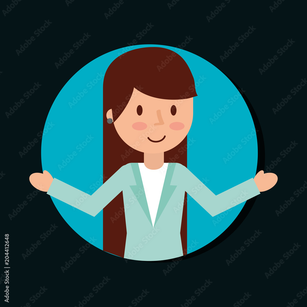 business woman cartoon character female vector illustration Stock ...
