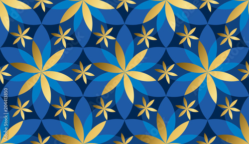 luxury gold and blue floral...