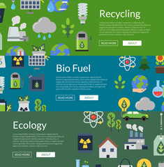 Poster - Vector banners illustration with ecology flat icons