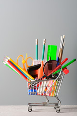 Wall Mural - Shopping cart with stationery