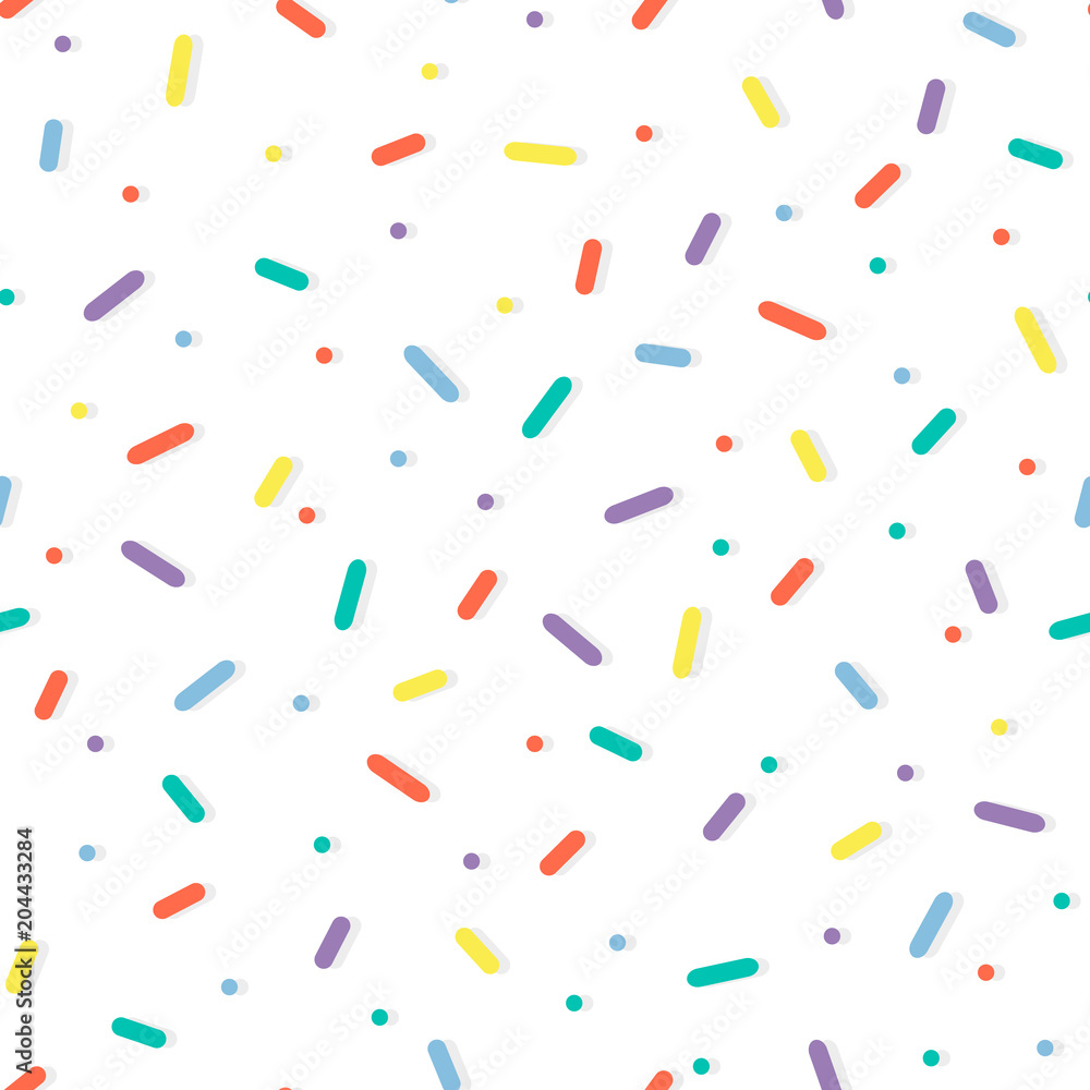 Seamless pattern with colorful confetti sprinkles. Minimal line shape ...