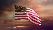American Flag In Slow Motion. Celebrate USA And 4th Of July With Video If Flag Waving Wind. Great For History, Corporate Projects.
