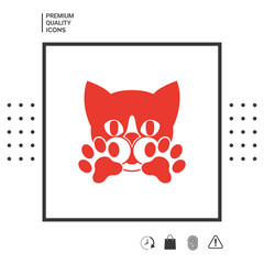 Cute Cat, paws - logo, symbol, protect sign