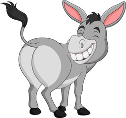 Wall Mural - cartoon happy donkey showing ass
