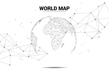 Poster - Globe 3D World map wireframe dot connect line polygon : concept of Digital network