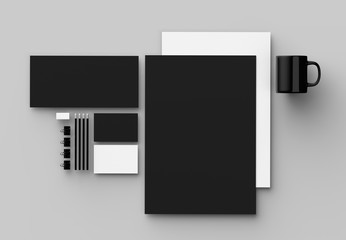 Corporate identity stationery mock up isolated on gray background. 3D illustrating.