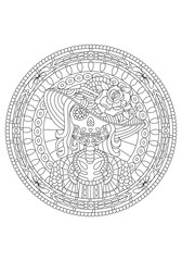  hand drawn mexican sugar skull Lady with roses. vector isolated or decorated mandala background. Cool print for poster, banner, t-shirt.