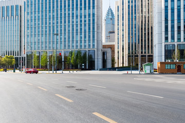 Sticker - city road with modern building