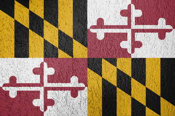 Texture of Maryland flag on the wall of the plaster. 