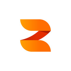 Wall Mural - abstract letter z logo vector element design isolated on white background, orange gradient number 2 
