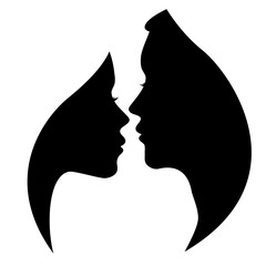 Male and female profile silhouette