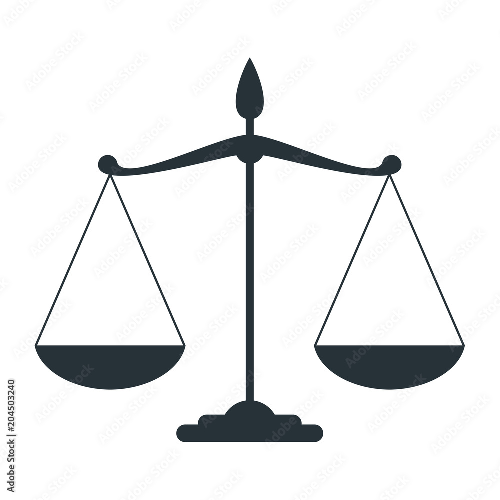 Scale of justice. Law and Justice. Flat vector cartoon illustration ...