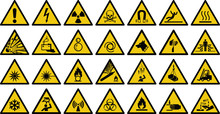Warning Sign Vector Set Of Triangle Yellow Warning Signs.  