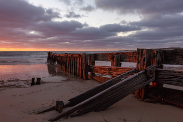  The erosion groyne located in victor harbor south australia on 16th march 2011