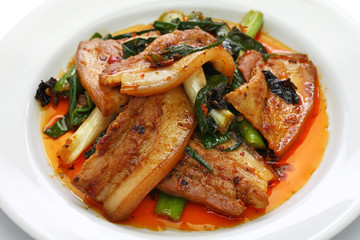 traditional twice cooked pork, sichuan style chinese dish