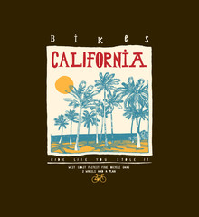 california bikes print - palm beach vintage typography t-shirt