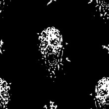 Cruel Zombie Head Pattern. Vector Illustration.
