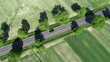Aerial landscape- road between fields