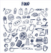 Many Food Pictures Hand Drawn Vector Illustration