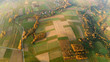 Aerial landscape - autumn fields at sunrise