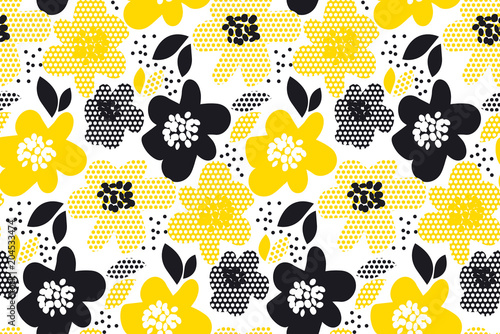 Floral abstract seamless pattern.