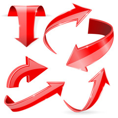 Wall Mural - red 3d arrows. shiny icons