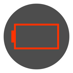 Poster - Discharged battery icon. Round button. Vector.