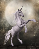 Fototapeta Konie - Magical Unicorn with Fairytale Moon