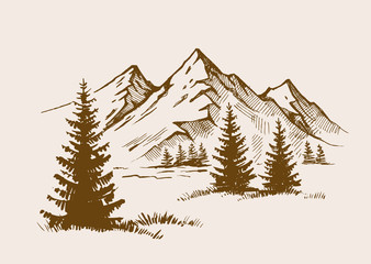 Wall Mural - illustration of mountain landscape