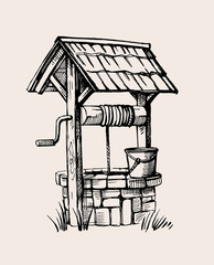 Rustic well sketch