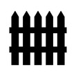 Simple silhouette illustration/icon of a picket fence. Isolated on white