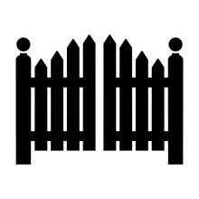 Simple Fence Gate Illustration. Silhouette (black) Illustration. Isolated On White