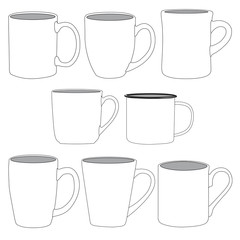 Vector template for various types of mugs