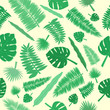 © Anton - Illustration of a tropical leaves on a yellow background. Vector seamless pattern. Tropical illustration.