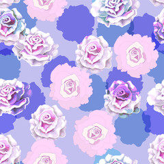 Wall Mural - Seamless pattern with neon roses. Vector illustration.